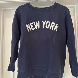 Description: J-Crew - Navy Blue Crewneck Sweater with “New York” Embroidery.